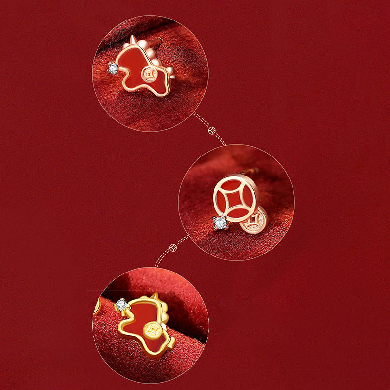 Nimara Ritual 925 Sterling Silver Year Of The Horse Red String Red Agate Coin Charm Luck Bracelet