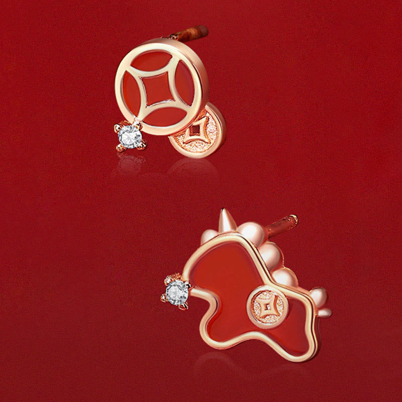 Nimara Ritual 925 Sterling Silver Year Of The Horse Red String Red Agate Coin Charm Luck Bracelet