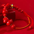 Nimara Ritual Year of the Horse Natural Cinnabar Fu Character Lucky Bag Blessing Bracelet