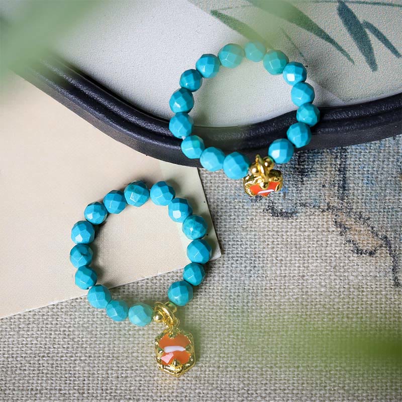 Nimara Ritual 4mm Ultra-Fine Turquoise Faceted Bead Design Strength Elastic Ring