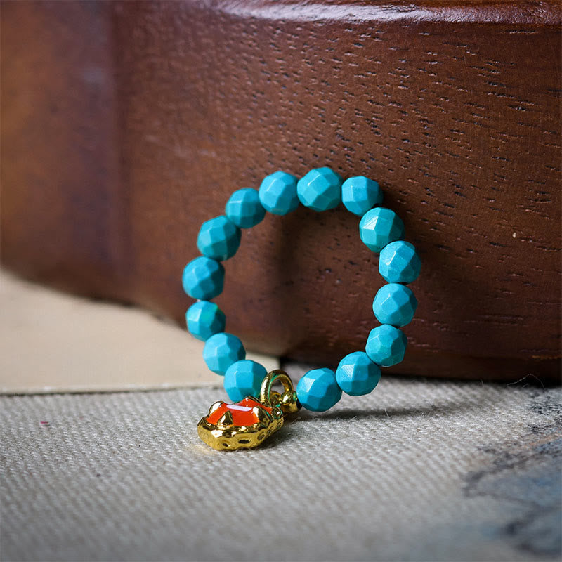 Nimara Ritual 4mm Ultra-Fine Turquoise Faceted Bead Design Strength Elastic Ring