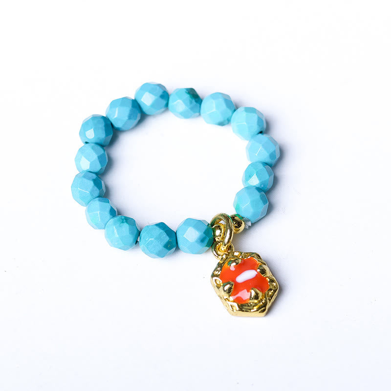 Nimara Ritual 4mm Ultra-Fine Turquoise Faceted Bead Design Strength Elastic Ring