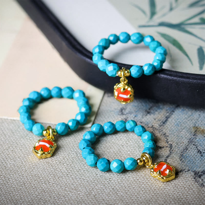 Nimara Ritual 4mm Ultra-Fine Turquoise Faceted Bead Design Strength Elastic Ring