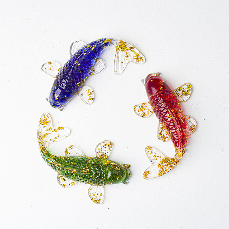 Prosperity and Luck Koi Fish Crystal Chip Resin Decoration
