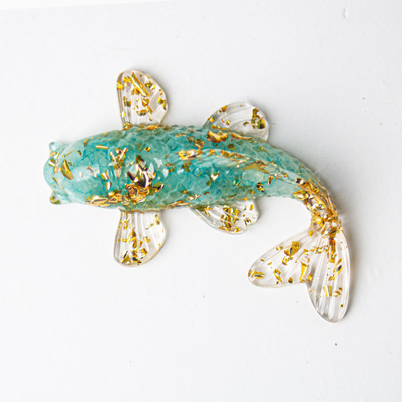 Prosperity and Luck Koi Fish Crystal Chip Resin Decoration