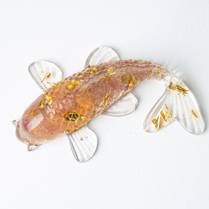 Prosperity and Luck Koi Fish Crystal Chip Resin Decoration