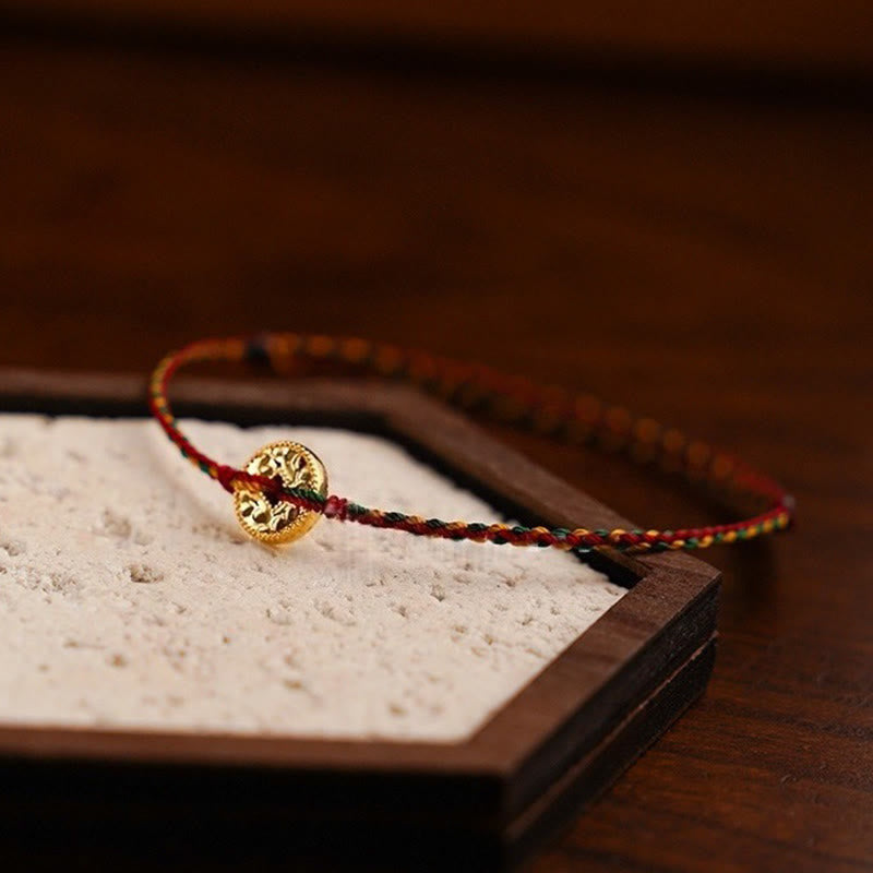 Nimara Ritual Handmade Copper Coins Charm Connection Braided String Adjustable Bracelet Anklet
