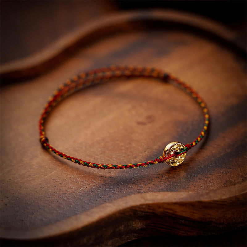 Nimara Ritual Handmade Copper Coins Charm Connection Braided String Adjustable Bracelet Anklet