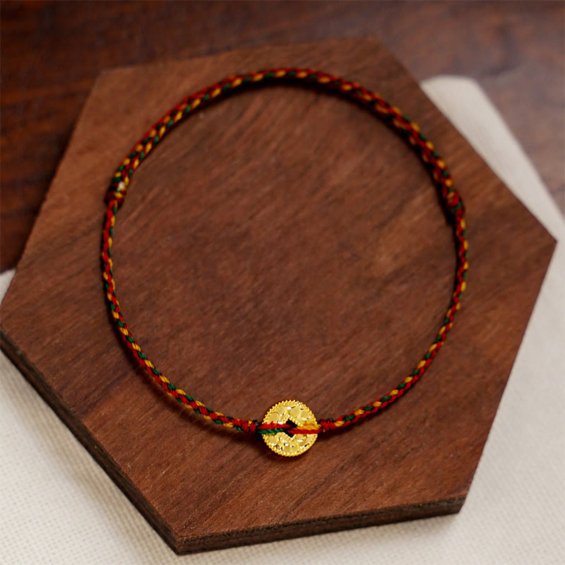 Nimara Ritual Handmade Copper Coins Charm Connection Braided String Adjustable Bracelet Anklet