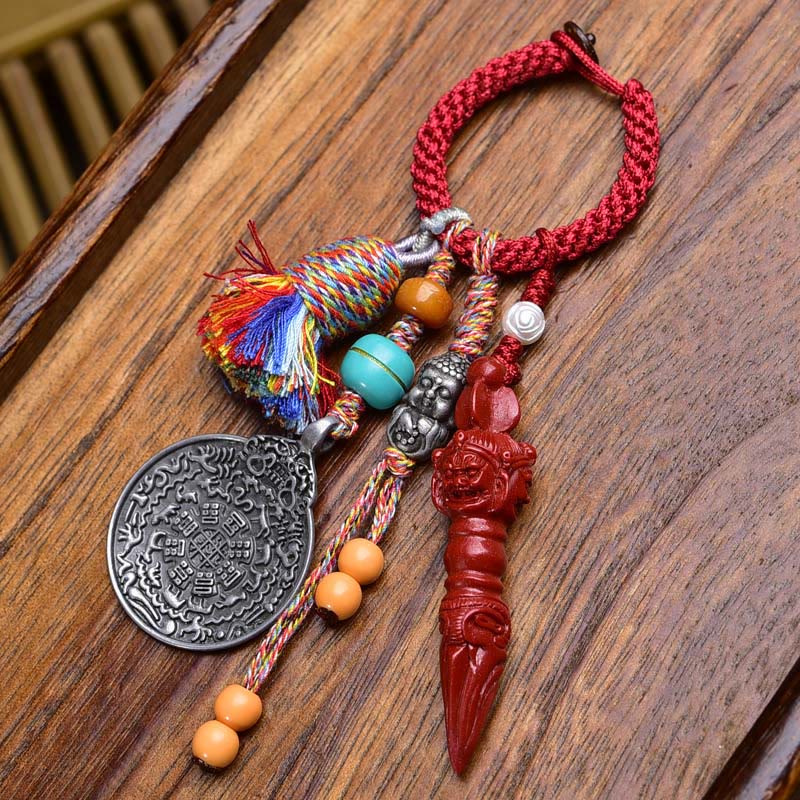 Nimara Ritual Chinese Zodiac Nine Palaces Eight Diagrams Buddha Dzi Bead Serenity Key Chain