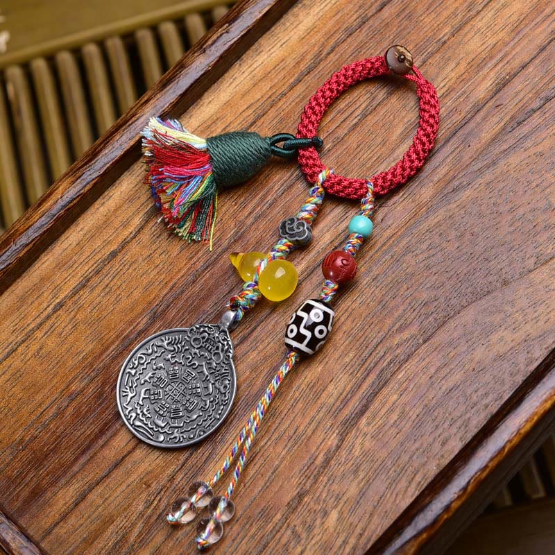 Nimara Ritual Chinese Zodiac Nine Palaces Eight Diagrams Buddha Dzi Bead Serenity Key Chain