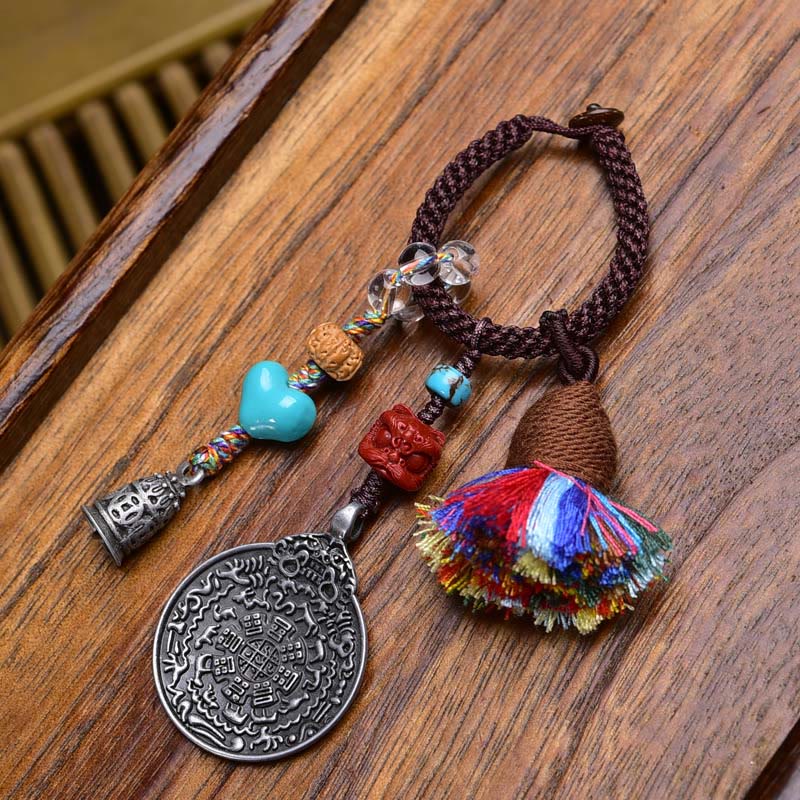 Nimara Ritual Chinese Zodiac Nine Palaces Eight Diagrams Buddha Dzi Bead Serenity Key Chain