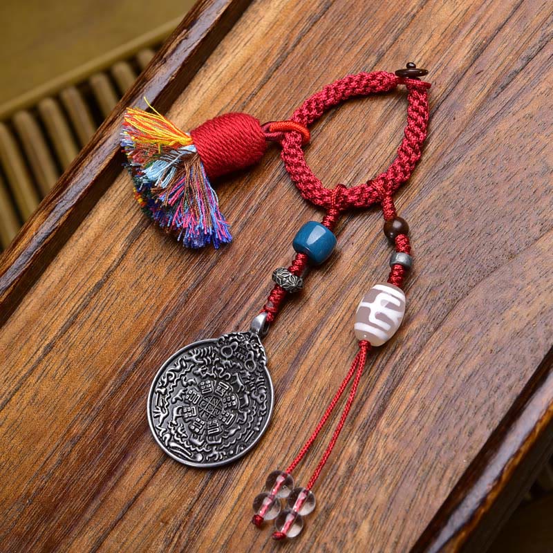 Nimara Ritual Chinese Zodiac Nine Palaces Eight Diagrams Buddha Dzi Bead Serenity Key Chain