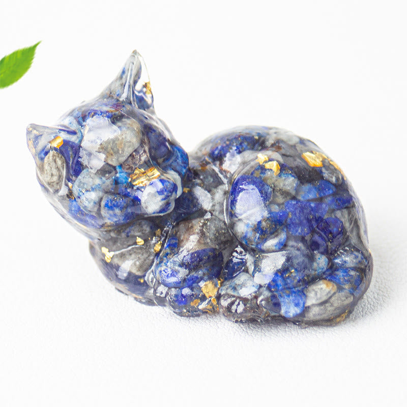 Nimara Ritual Crystal Chip Epoxy Resin Small Cat Positive Decoration