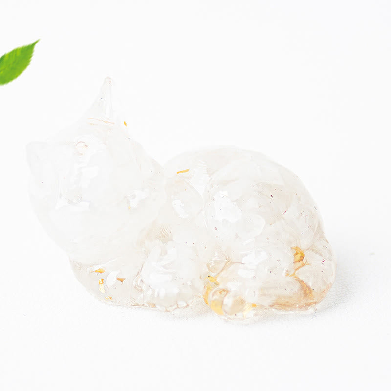 Nimara Ritual Crystal Chip Epoxy Resin Small Cat Positive Decoration