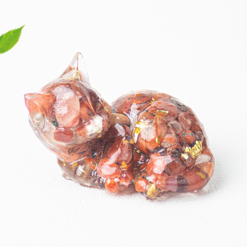 Nimara Ritual Crystal Chip Epoxy Resin Small Cat Positive Decoration