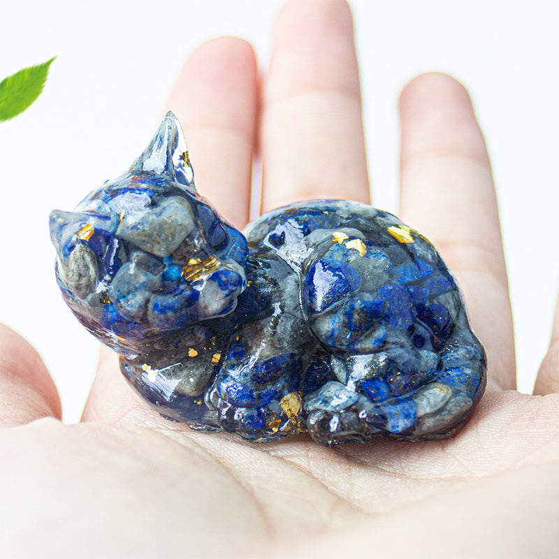 Nimara Ritual Crystal Chip Epoxy Resin Small Cat Positive Decoration