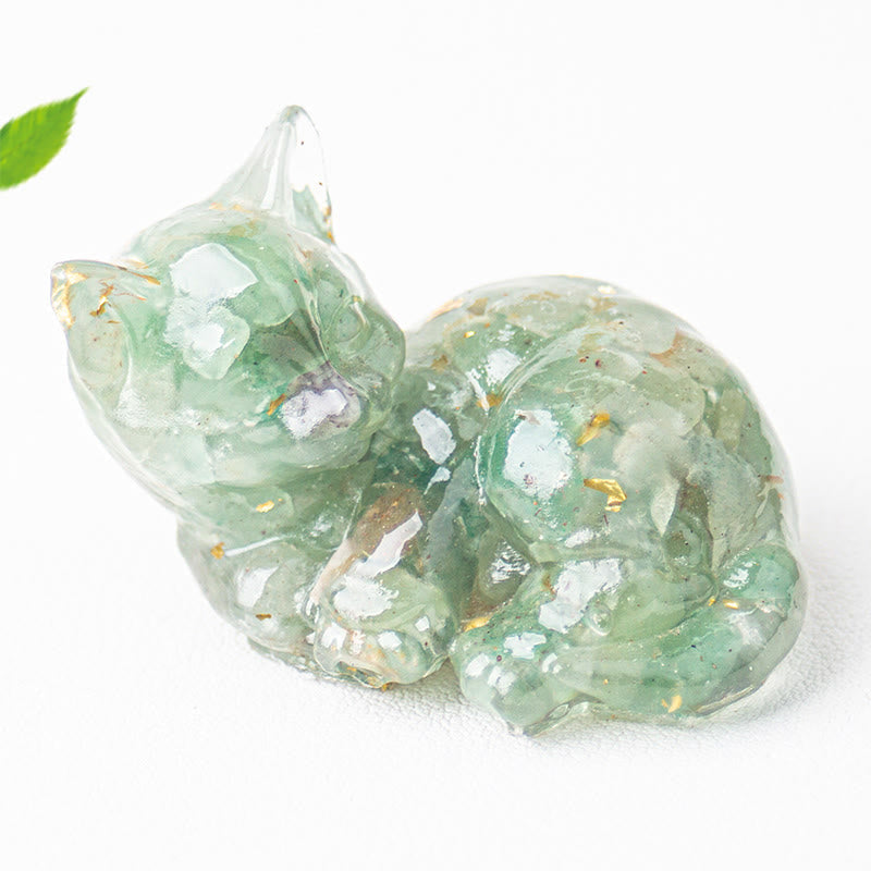 Nimara Ritual Crystal Chip Epoxy Resin Small Cat Positive Decoration