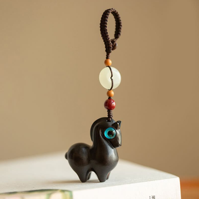 Nimara Ritual Year of the Horse Small Leaf Red Sandalwood Green Sandalwood Ebony Wood Calm Key Chain