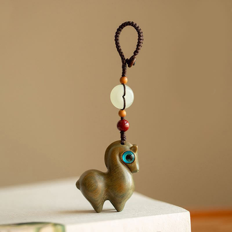 Nimara Ritual Year of the Horse Small Leaf Red Sandalwood Green Sandalwood Ebony Wood Calm Key Chain