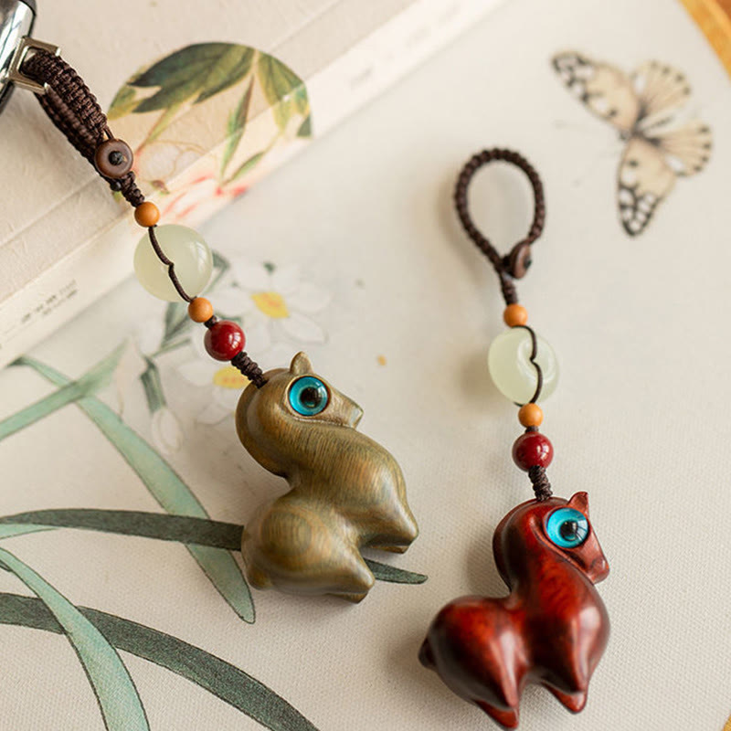 Nimara Ritual Year of the Horse Small Leaf Red Sandalwood Green Sandalwood Ebony Wood Calm Key Chain
