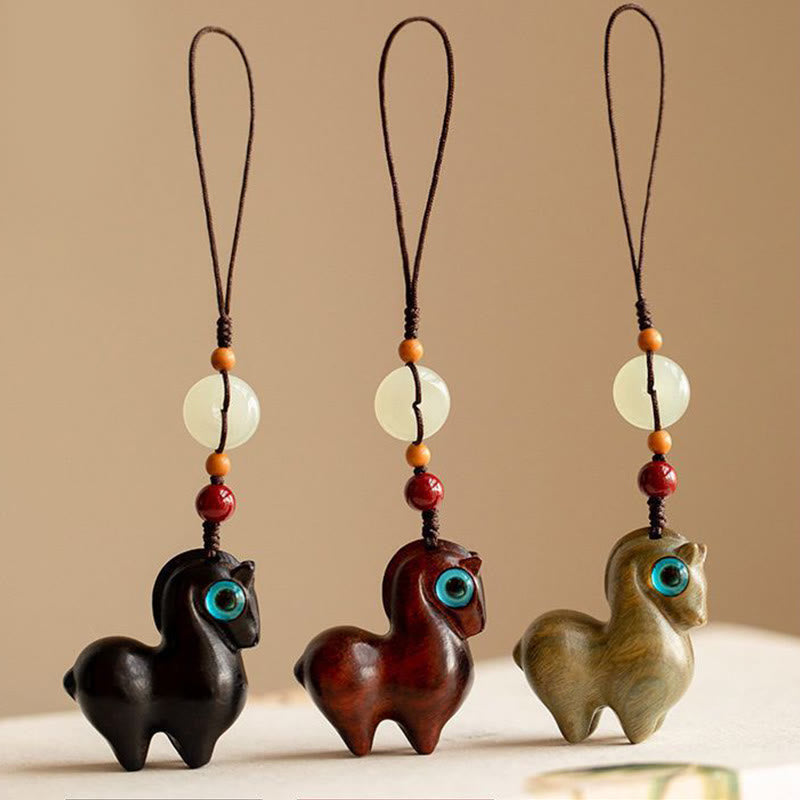 Nimara Ritual Year of the Horse Small Leaf Red Sandalwood Green Sandalwood Ebony Wood Calm Key Chain