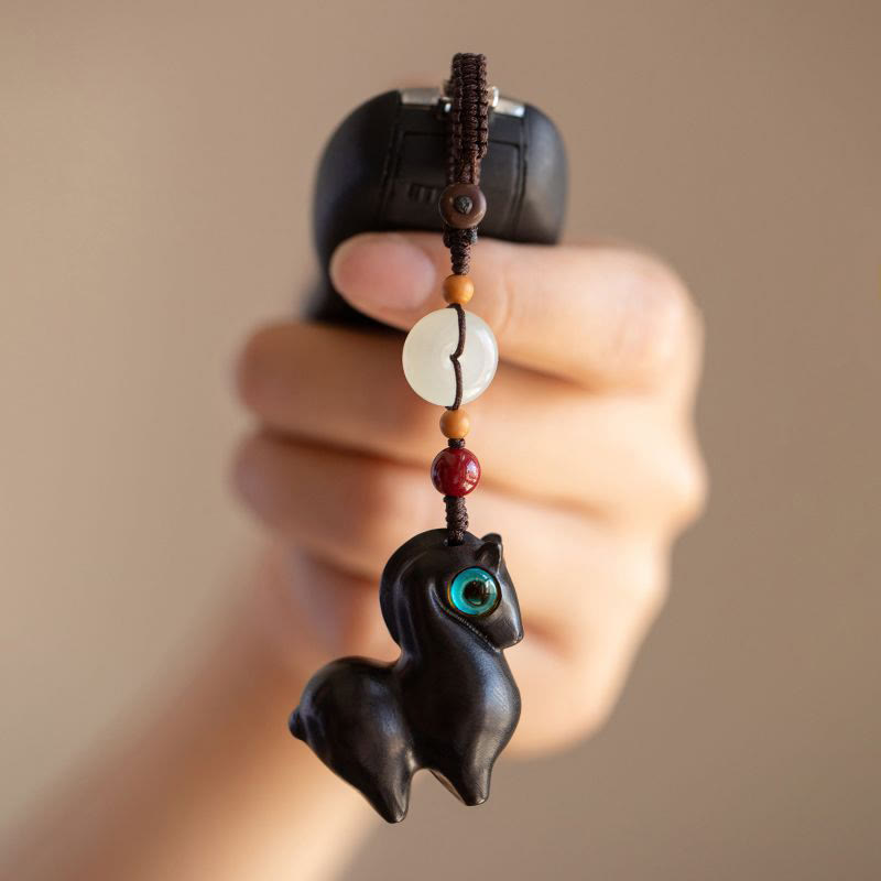 Nimara Ritual Year of the Horse Small Leaf Red Sandalwood Green Sandalwood Ebony Wood Calm Key Chain