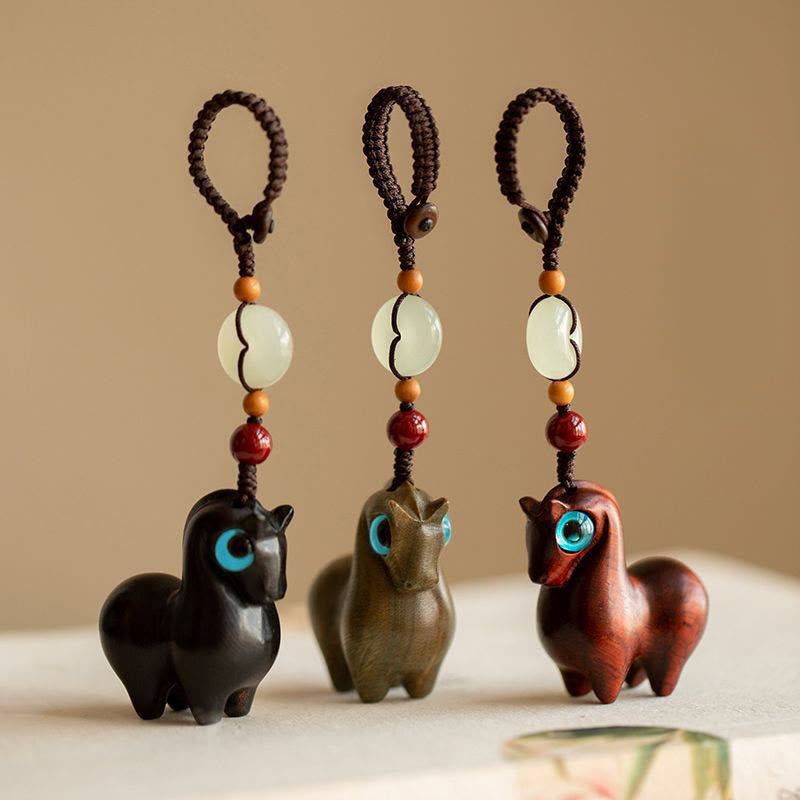 Nimara Ritual Year of the Horse Small Leaf Red Sandalwood Green Sandalwood Ebony Wood Calm Key Chain