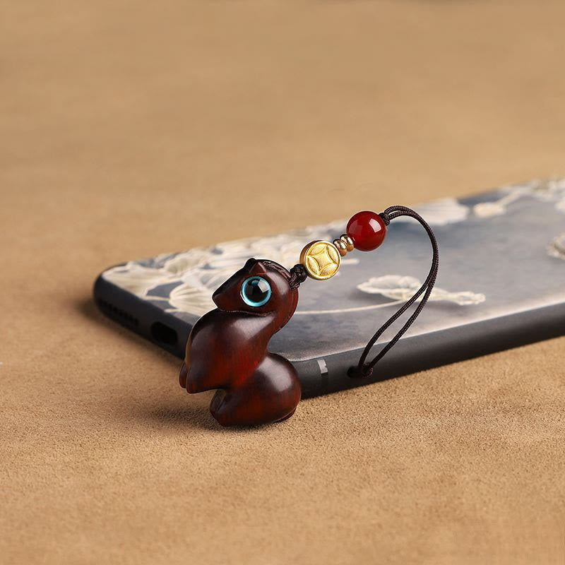 Nimara Ritual Year of the Horse Small Leaf Red Sandalwood Calm Key Chain Phone Hanging Decoration