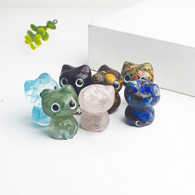 Nimara Ritual Crystal Drip Resin Small Cat Purification Decoration Statue