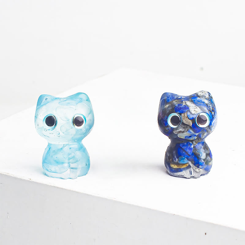 Nimara Ritual Crystal Drip Resin Small Cat Purification Decoration Statue