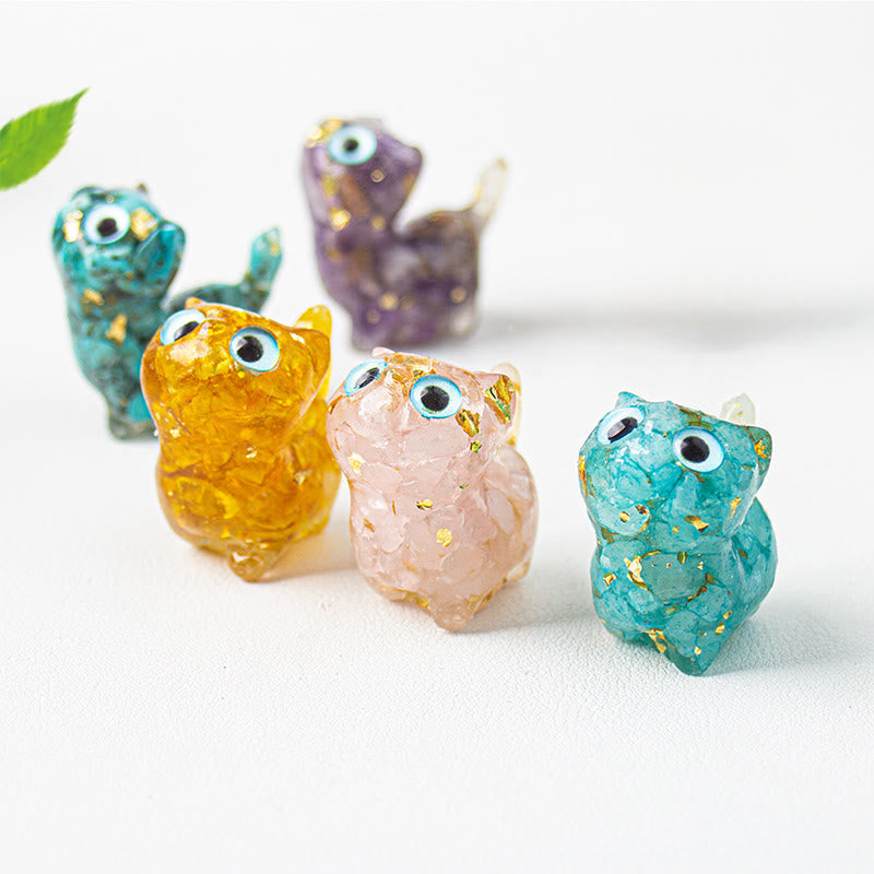 Nimara Ritual Crystal Drip Resin Small Cat Serenity Fulfilment Decoration Statue