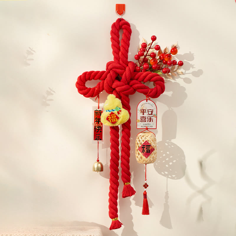 Nimara Ritual Year of the Horse Dancing Lion Fu Character Chinese Knotting Fortune Decoration