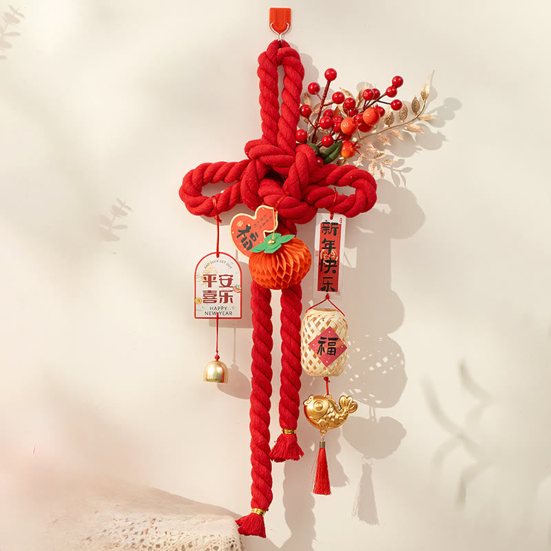 Nimara Ritual Year of the Horse Dancing Lion Fu Character Chinese Knotting Fortune Decoration