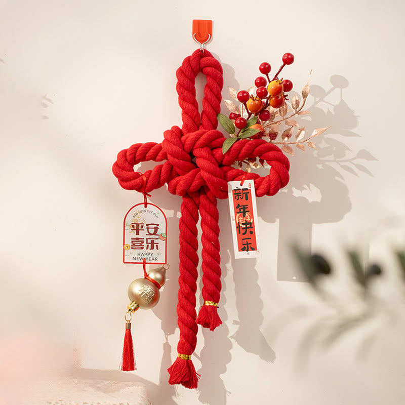 Nimara Ritual Year of the Horse Dancing Lion Fu Character Chinese Knotting Fortune Decoration