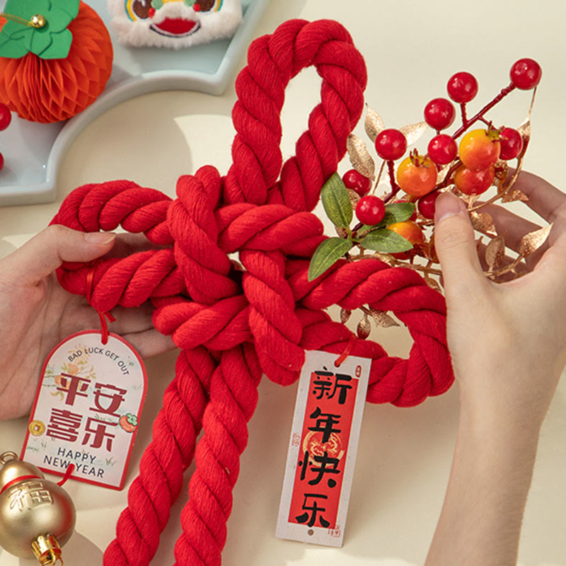 Nimara Ritual Year of the Horse Dancing Lion Fu Character Chinese Knotting Fortune Decoration