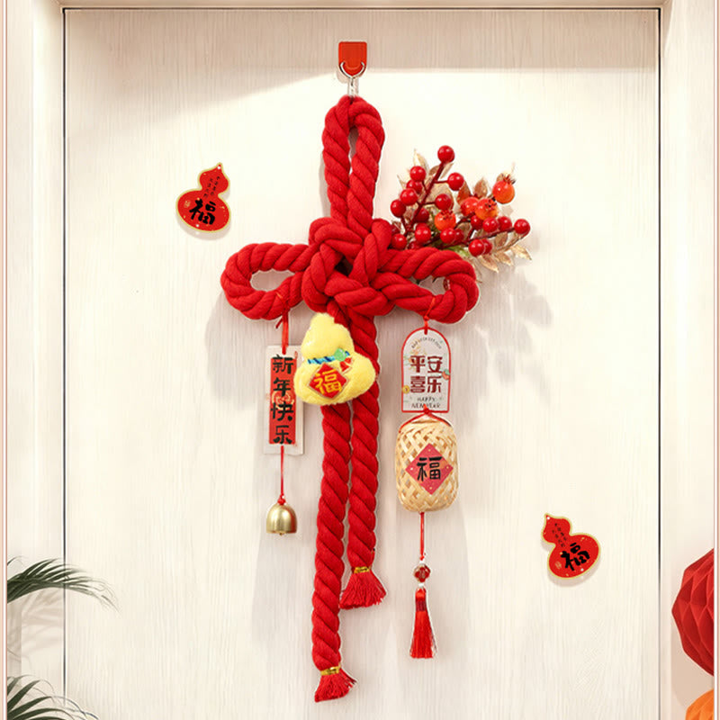 Nimara Ritual Year of the Horse Dancing Lion Fu Character Chinese Knotting Fortune Decoration