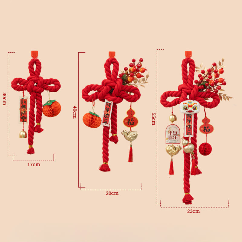 Nimara Ritual Year of the Horse Dancing Lion Fu Character Chinese Knotting Fortune Decoration