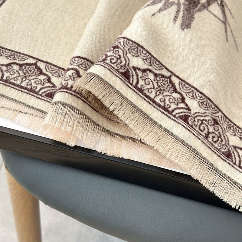 Nimara Ritual Winter Birds Bamboo Leaves Vines Pattern Soft Scarf Shawl