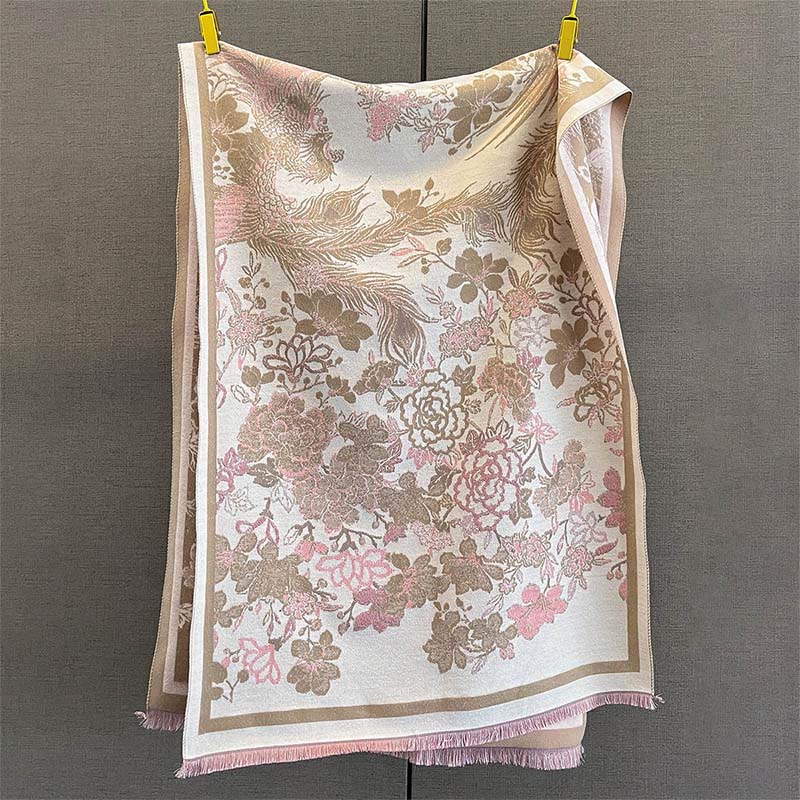 Nimara Ritual Fall Phoenix Flowers Pattern Soft Scarf Shawl
