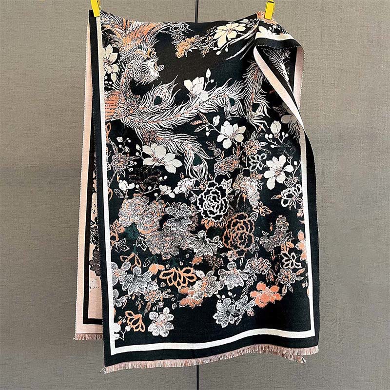 Nimara Ritual Fall Phoenix Flowers Pattern Soft Scarf Shawl