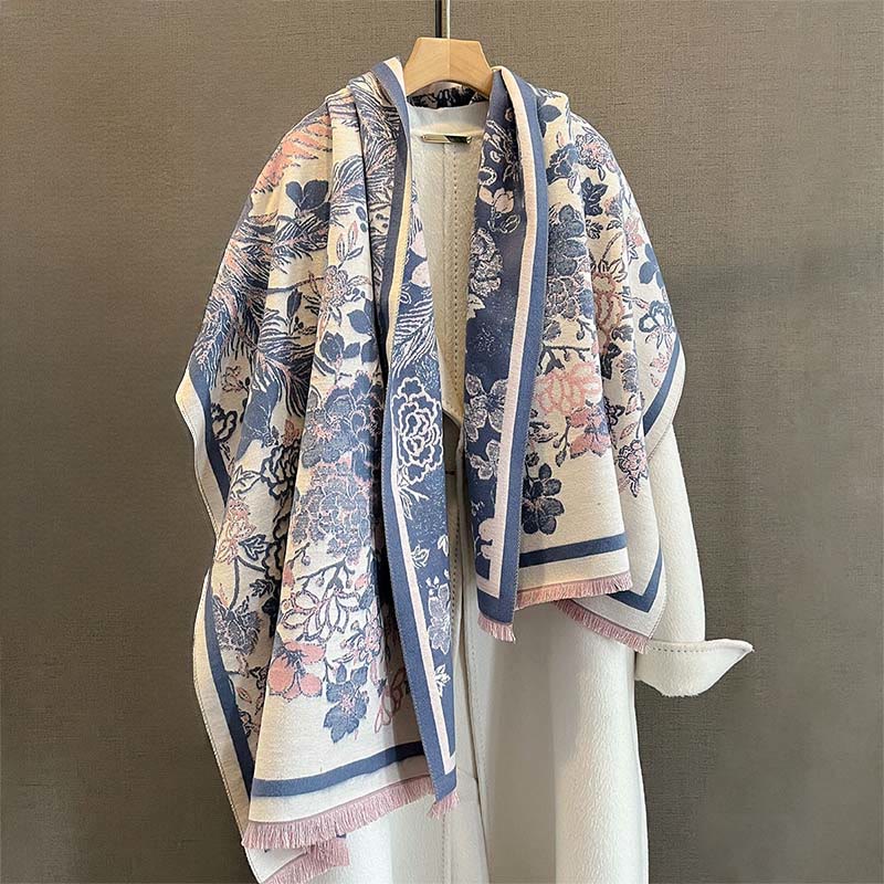 Nimara Ritual Fall Phoenix Flowers Pattern Soft Scarf Shawl
