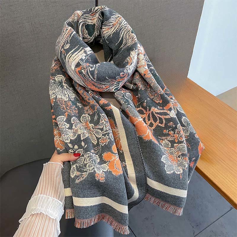 Nimara Ritual Fall Phoenix Flowers Pattern Soft Scarf Shawl