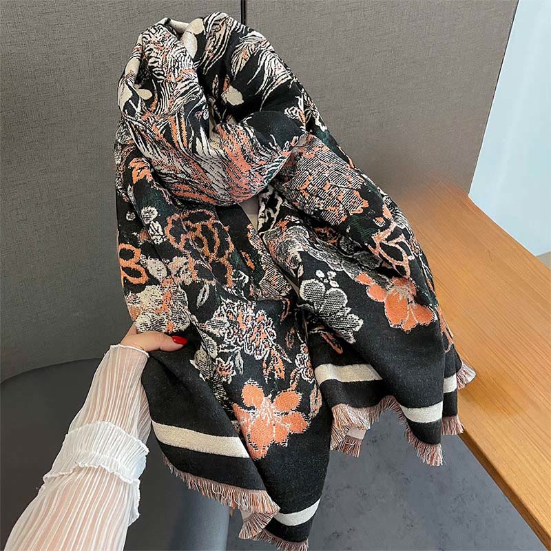 Nimara Ritual Fall Phoenix Flowers Pattern Soft Scarf Shawl
