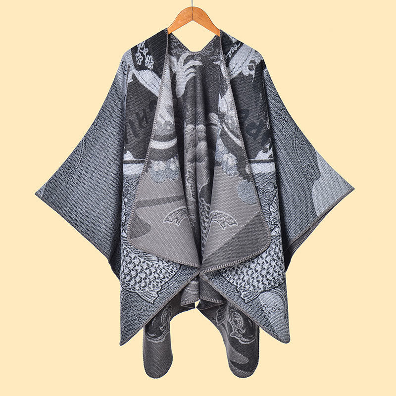 Nimara Ritual Winter Koi Fish Waves Pattern Warm Cozy Scarf Shawl