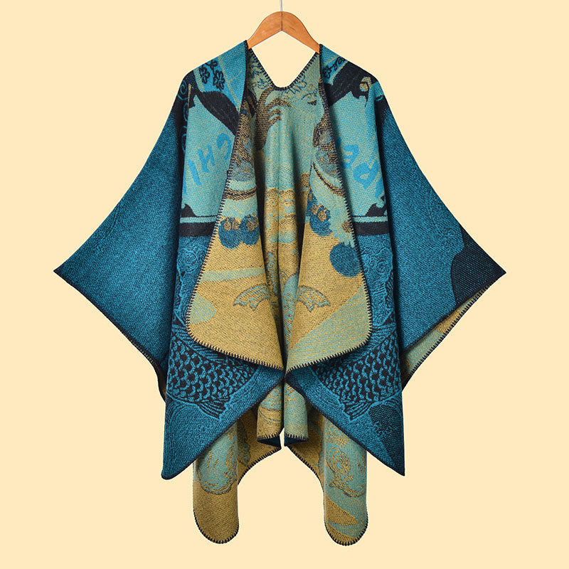 Nimara Ritual Winter Koi Fish Waves Pattern Warm Cozy Scarf Shawl