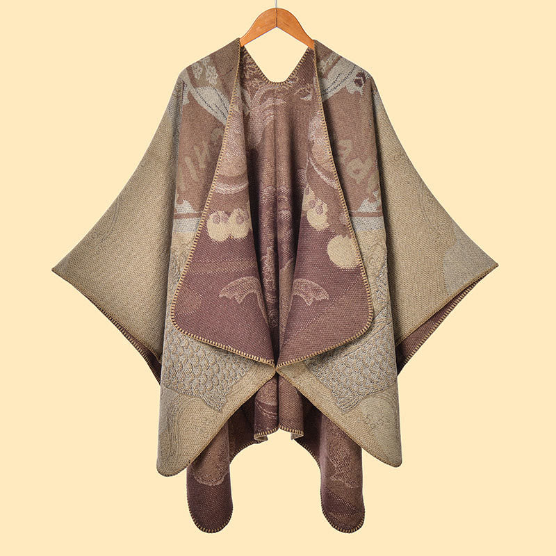 Nimara Ritual Winter Koi Fish Waves Pattern Warm Cozy Scarf Shawl