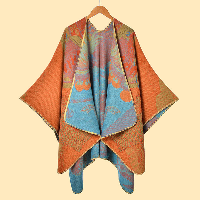 Nimara Ritual Winter Koi Fish Waves Pattern Warm Cozy Scarf Shawl