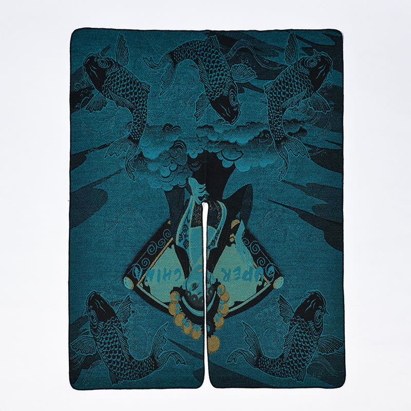 Nimara Ritual Winter Koi Fish Waves Pattern Warm Cozy Scarf Shawl