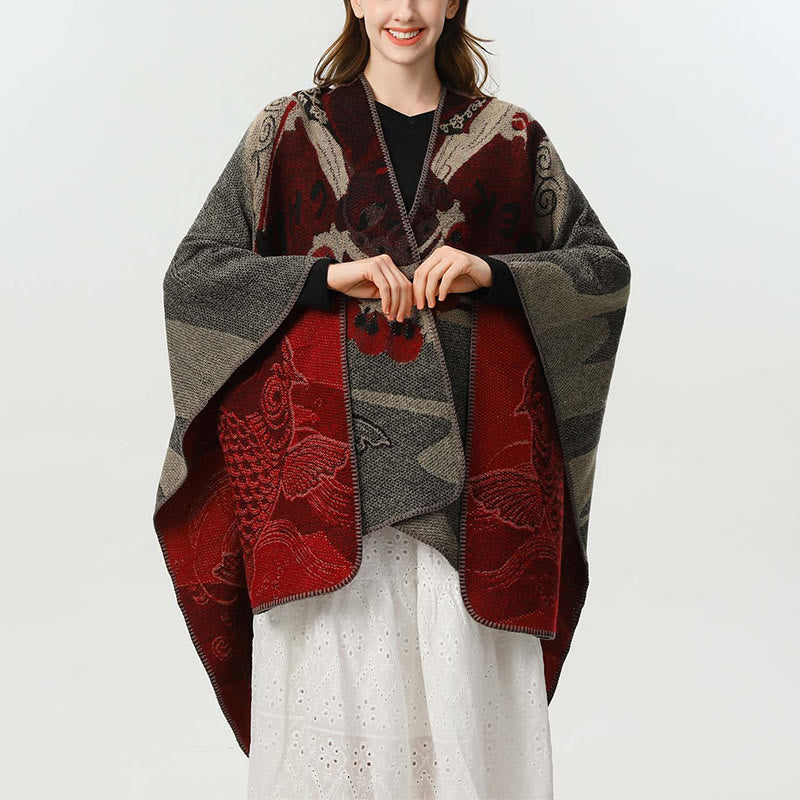 Nimara Ritual Winter Koi Fish Waves Pattern Warm Cozy Scarf Shawl